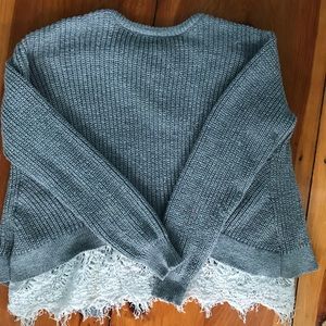 Grey & White Lace Sweater